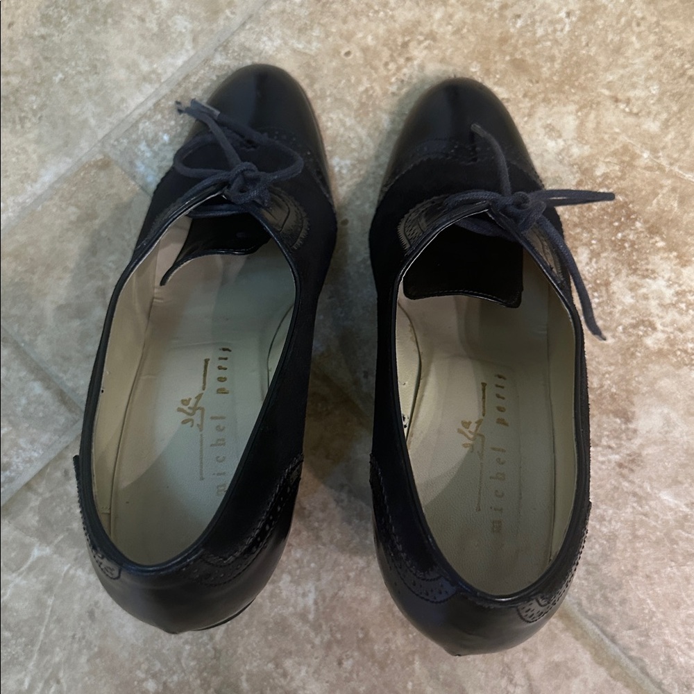 Michel Perry Black Chic Lace-Up Heels Made in Italy. - Picture 5 of 6